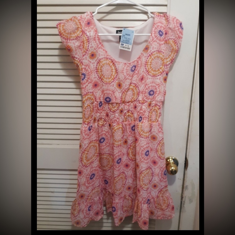Junior pink feathers dress